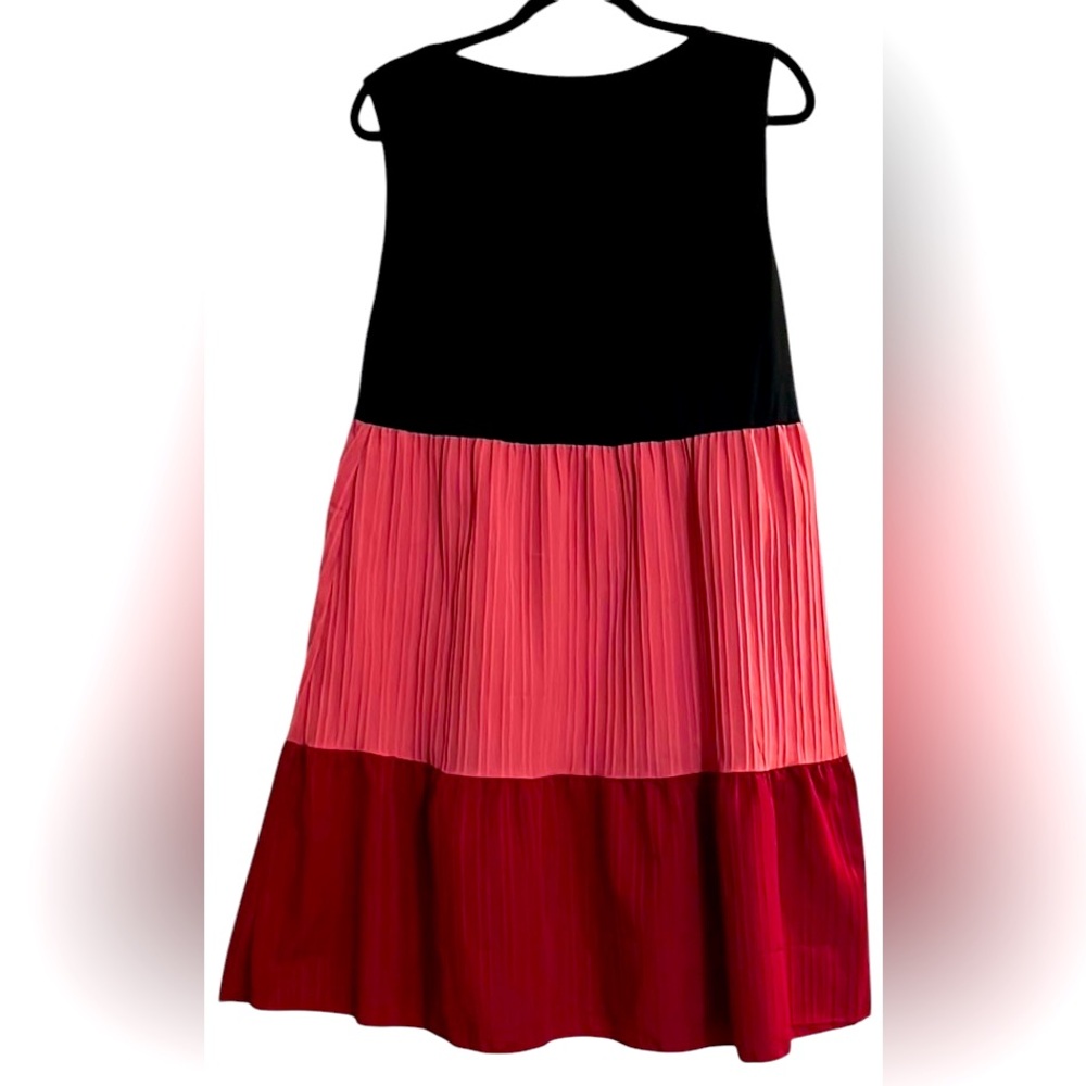 S H E I N Black/Burgundy/Pink Color-block High Stretch Knit Dress, Sz 2XL, GUC.